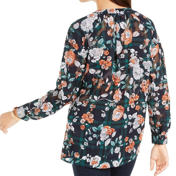 Tommy Hilfiger Medium Urban Folklore Long Sleeve Floral Peasant Top NWT - Picture 3 of 11